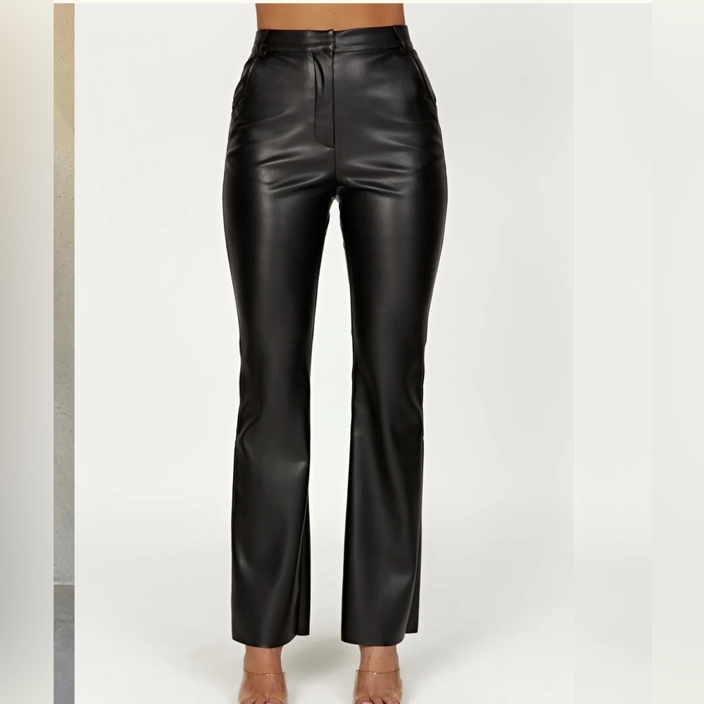 Meshki Tyra Black Faux Leather Pants SZ L